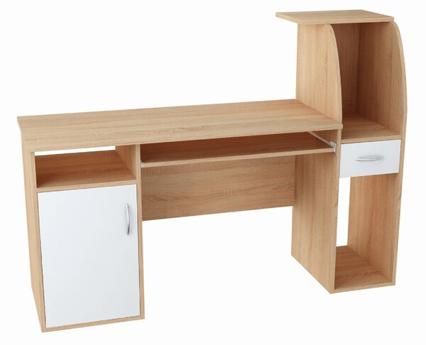 Skandynawskie biurko z nadstawką dąb sonoma + biały - Joki