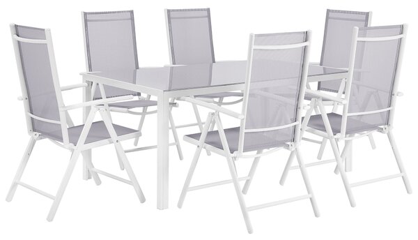 Zestaw mebli ogrodowych stół 160 x 90 cm i 6 krzeseł aluminium szary Catania Beliani