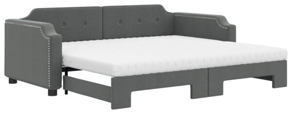 Sofa rozsuwana z materacami, ciemnoszara, 80x200 cm, tkanina