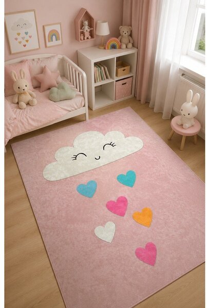Różowy dywan dziecięcy odpowiedni do prania 140x190 cm Clouds – Mila Home