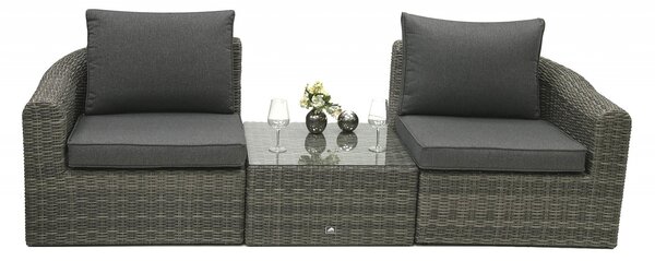 Rattanowy zestaw modułowy BORNEO LUXURY dla 2-3 osób (szary)