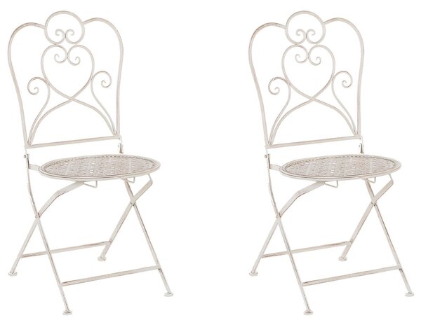 Metalowy zestaw 2 krzeseł balkonowych składanych beżowy Trieste Beliani