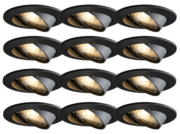Zestaw 12 Nowoczesnych reflektorów wpuszczanych czarnych uchylnych - Edu Oswietlenie wewnetrzne