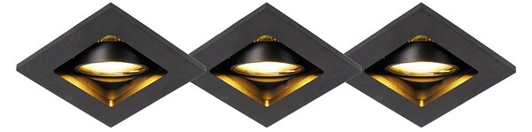 Zestaw 3 Nowoczesnych reflektorów wpuszczanych czarnych regulowanych - Qure Oswietlenie wewnetrzne