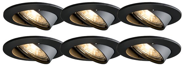 Zestaw 6 Nowoczesnych reflektorów wpuszczanych czarnych uchylnych - Edu Oswietlenie wewnetrzne