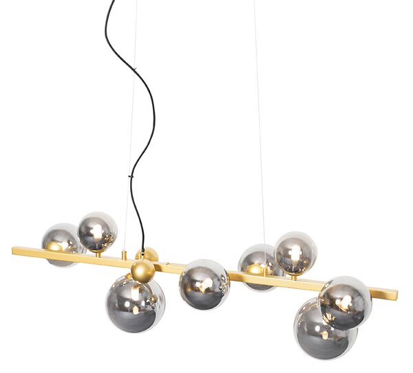 Lampa wisząca w stylu art deco złota z dymionym szkłem 8-świateł - David