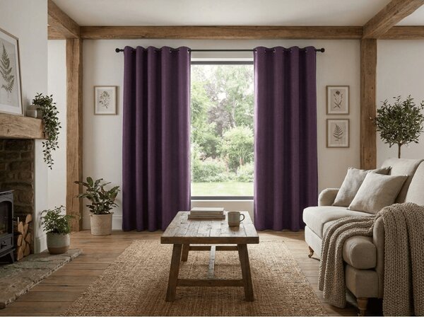 Zasłona zaciemniająca DUNES VELVET 140x250 cm, fioletowy Zawieszanie: Metalowe pierścienie