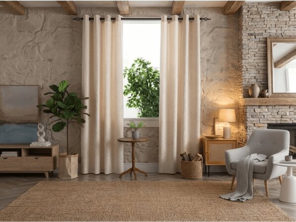 Zasłona zaciemniająca DUNES VELVET 140x250 cm, kremowa Zawieszanie: Metalowe pierścienie