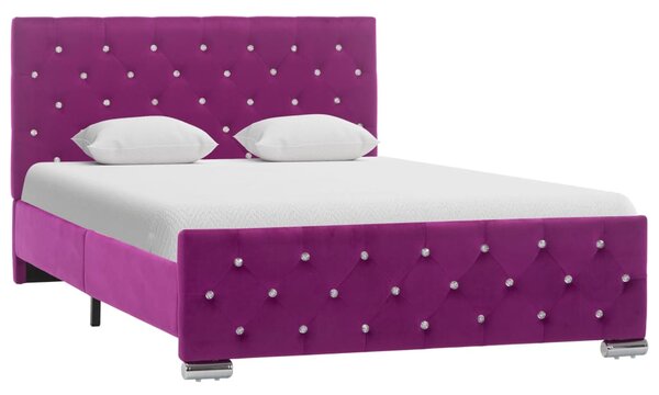 Rama łóżka, fioletowa, tapicerowana aksamitem, 120x200 cm