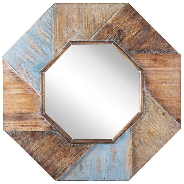 Dekoracyjne lustro ścienne ośmiokątne 77 x 77 cm ciemne drewno oprawione Mirio Beliani