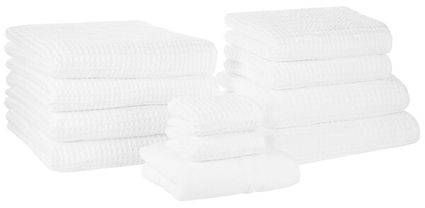 Komplet 11 ręczników łazienkowych dla gości bawełna zero twist biały Atai Beliani