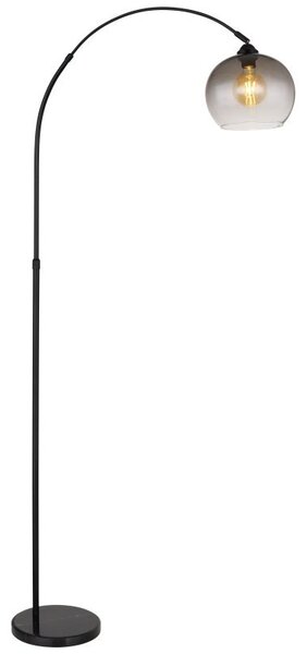 Lampa podłogowa Globo NEWCASTLE 58227BS czarna mat marmur, szkło przydymione, regulowana wysokość 141–196 cm, E27