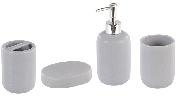 Zestaw akcesoriów łazienkowych szary ceramiczny dozownik mydła pojemnik na szczoteczki Rengo Beliani