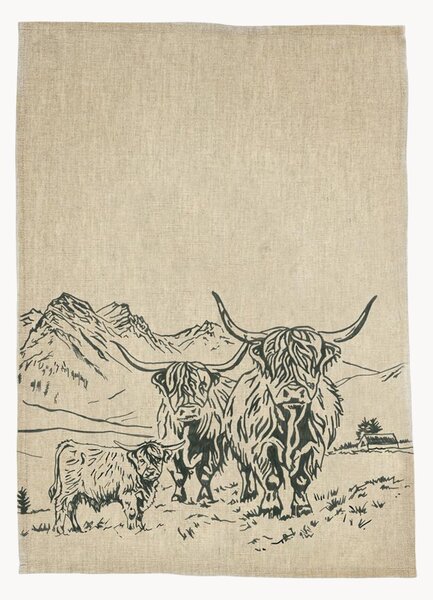 Ręcznik kuchenny z lnu Scenic Highland Cow