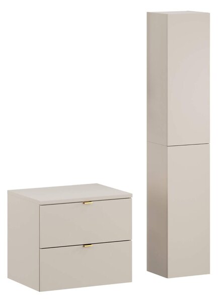 MebleMWM Zestaw meblowy 60cm z blatem i Szafką wysoką | Kolekcja Dalia Cashmere | Kaszmirowy Mat