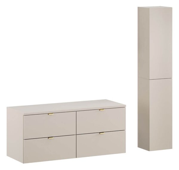 MebleMWM Zestaw meblowy 120cm z blatem i Szafką wysoką | Kolekcja Dalia Cashmere | Kaszmirowy Mat