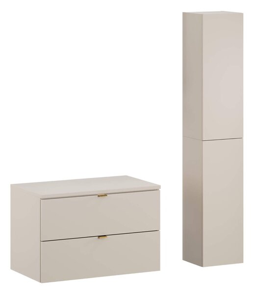 MebleMWM Zestaw meblowy 80cm z blatem i Szafką wysoką | Kolekcja Dalia Cashmere | Kaszmirowy Mat