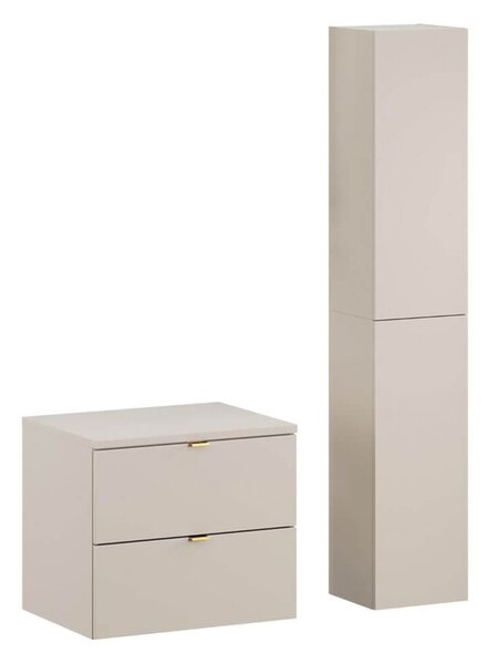 MebleMWM Zestaw meblowy 60cm z blatem i Szafką wysoką | Kolekcja Dalia Cashmere | Kaszmirowy Mat