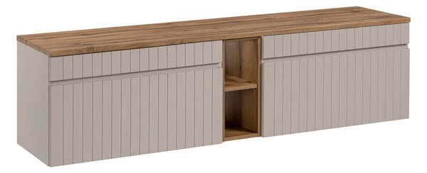 MebleMWM Zestaw meblowy 180cm z blatem | Kaszmirowy Mat, Dąb Coast Evoke