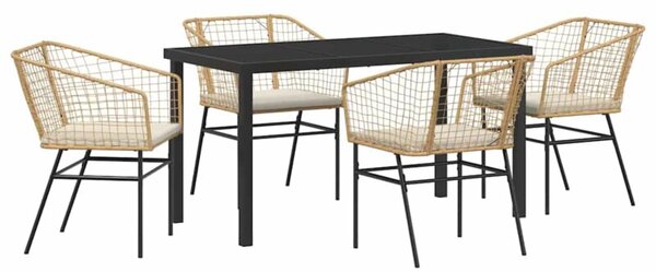 Zestaw Mebli Ogrodowych Komplet Jadalniany 5-Częściowy Brązowy Rattan Na Taras Balkon Ogród