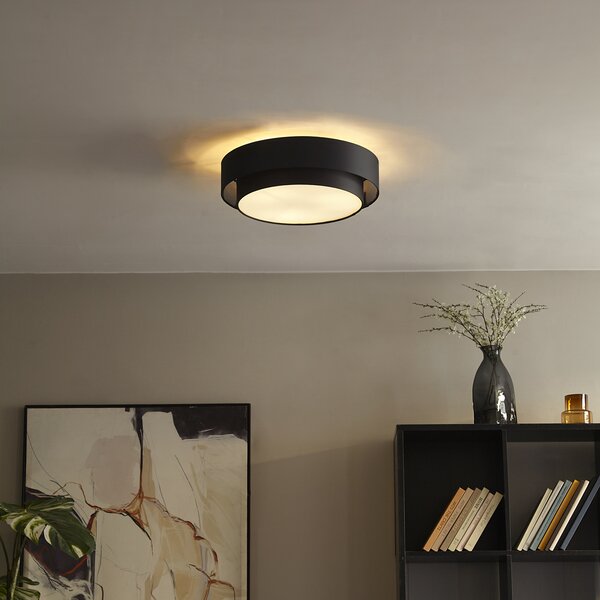 Nowoczesna lampa sufitowa czarna 50 cm 3-punktowa - Drum Duo