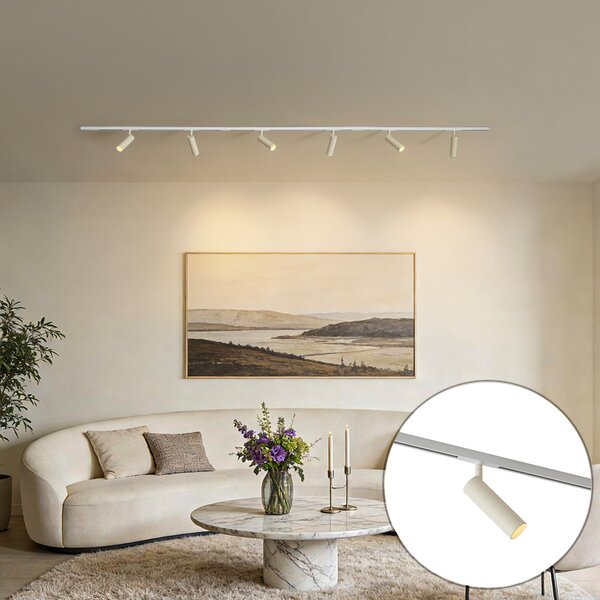 Nowoczesny system szynowy biały z 6 beżowymi reflektorami 1-fazowy - Slimline Uzzy