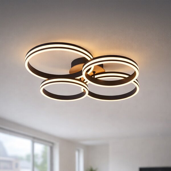 Lampa sufitowa drewniana z LED, 3-stopniowa regulacja ściemniania, 4-źródła światła - Navara