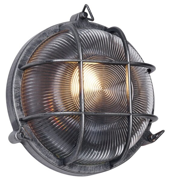 Zewnętrzna lampa ścienna srebrna okrągła IP44 - Noutica