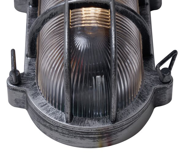 Lampa Ścienna Zewnętrzna Srebrna Owalna IP44 - Noutica