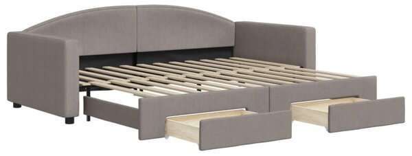 Sofa rozsuwana z szufladami, taupe, 90x200 cm, tkanina