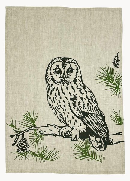Ręcznik kuchenny z lnu i bawełny Tawny Owl