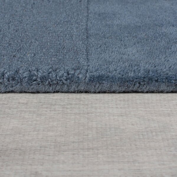 Ciemnoniebieski wełniany chodnik tkany ręcznie 60x230 cm Checkerboard – Flair Rugs