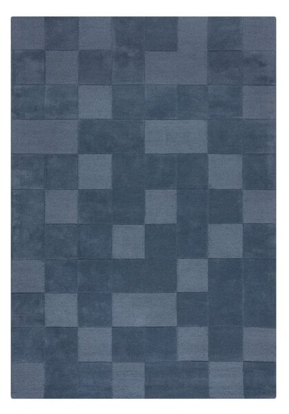 Ciemnoniebieski wełniany dywan tkany ręcznie 120x170 cm Checkerboard – Flair Rugs