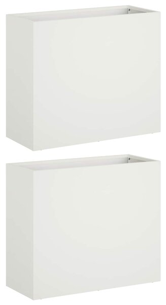 Doniczka ogrodowa 2 szt. Biały 50 x 20 x 40 cm Stal zimnogięta