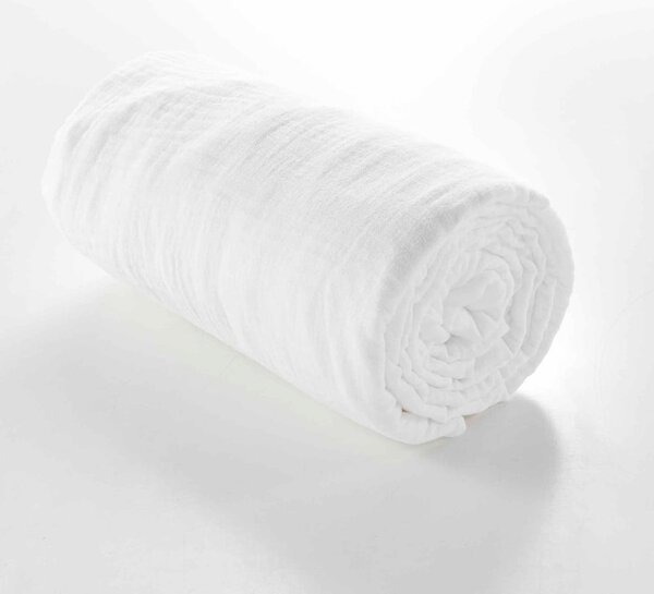 Białe prześcieradło muślinowe z gumką 160x200 cm Angelia – douceur d'intérieur