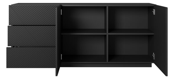 Komoda Asha 167 cm dwudrzwiowa z szufladami - czarny mat