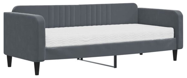 Sofa z materacem do spania, ciemnoszara, 90x200 cm, aksamit