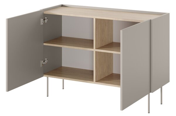 Komoda Desin 120 cm dwudrzwiowa - kaszmir / dąb nagano