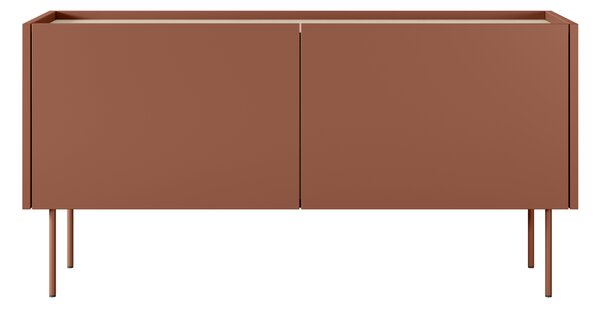Szafka RTV Desin 120 cm z metalowymi nogami - czerwony / ceramic red / dąb nagano