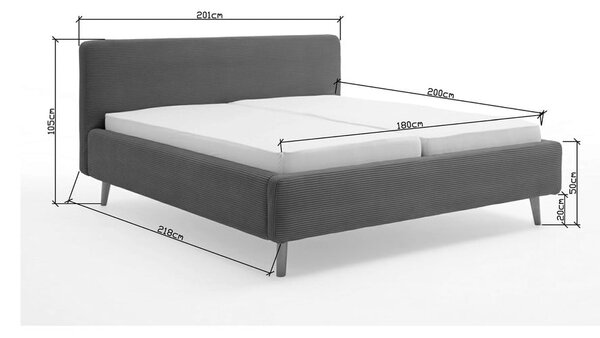 Ciemnozielone tapicerowane łóżko dwuosobowe bez stelaża 180x200 cm Mattis Cord – Meise Möbel
