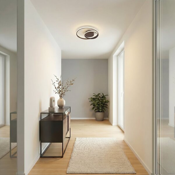 Lampa Sufitowa Lindby, Emisua, ściemnialny, czarny, salon, aluminium, nowoczesny