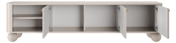 Szafka RTV Vesper 187 cm trzydrzwiowa - kaszmir / złote uchwyty / nogi kule