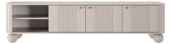 Szafka RTV Vesper 187 cm trzydrzwiowa - kaszmir / złote uchwyty / nogi kule