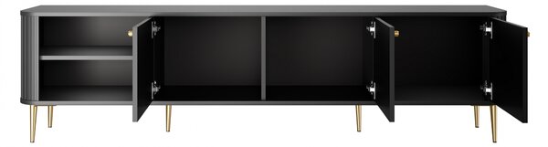 Szafka RTV Vesper 3D 187 cm - czarny / złote nogi