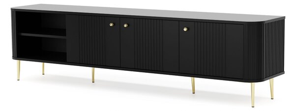 Szafka RTV Vesper 3D 187 cm - czarny / złote nogi