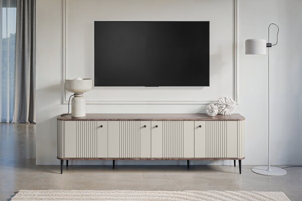 Szafka RTV Vesper 4D 187 cm - kaszmir / orzech / czarne nogi