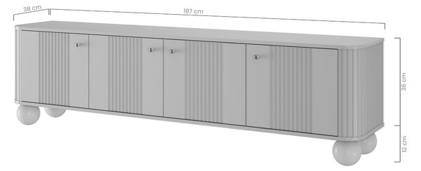 Szafka RTV Vesper 4D 187 cm - czarny / złote uchwyty / nogi kule