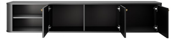 Szafka RTV wisząca Vesper 187 cm trzydrzwiowa - czarny / złote uchwyty
