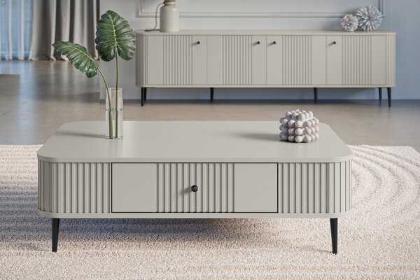 Stolik kawowy Vesper 103x60 cm z szufladą - kaszmir / czarne nogi
