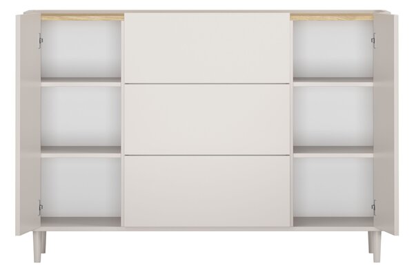 Komoda Elivo 150 cm z szufladami na nóżkach - kaszmir / dąb olejowany